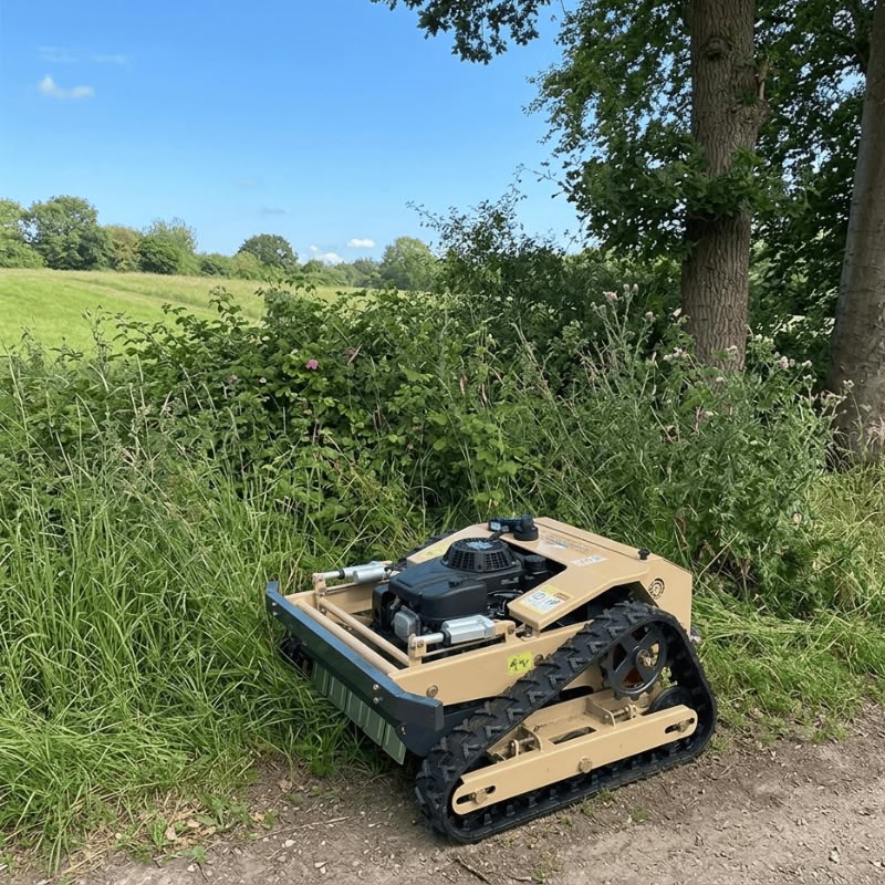 Débroussailleuse professionnelle à chenilles en lisière de bois par Green Line Solutions